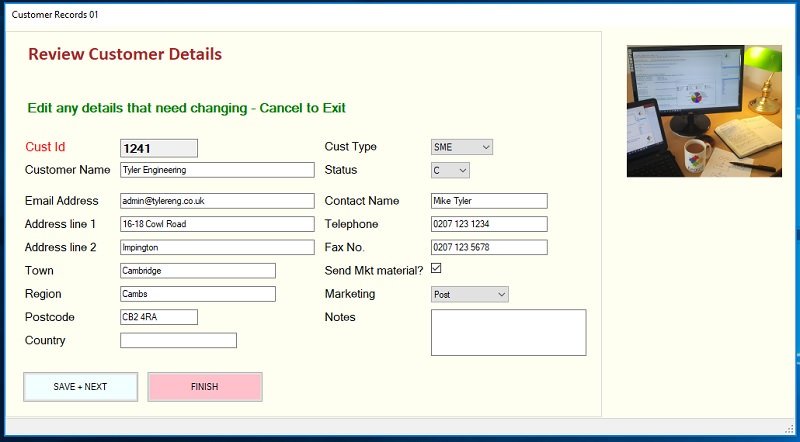 Customer details form restyled with a stylesheet