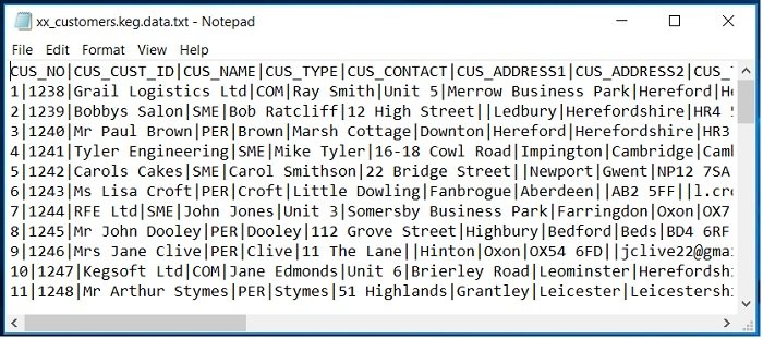 Text file EXPORT from KBL 1