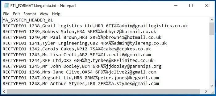 Bespoke text-based export format in KBL 