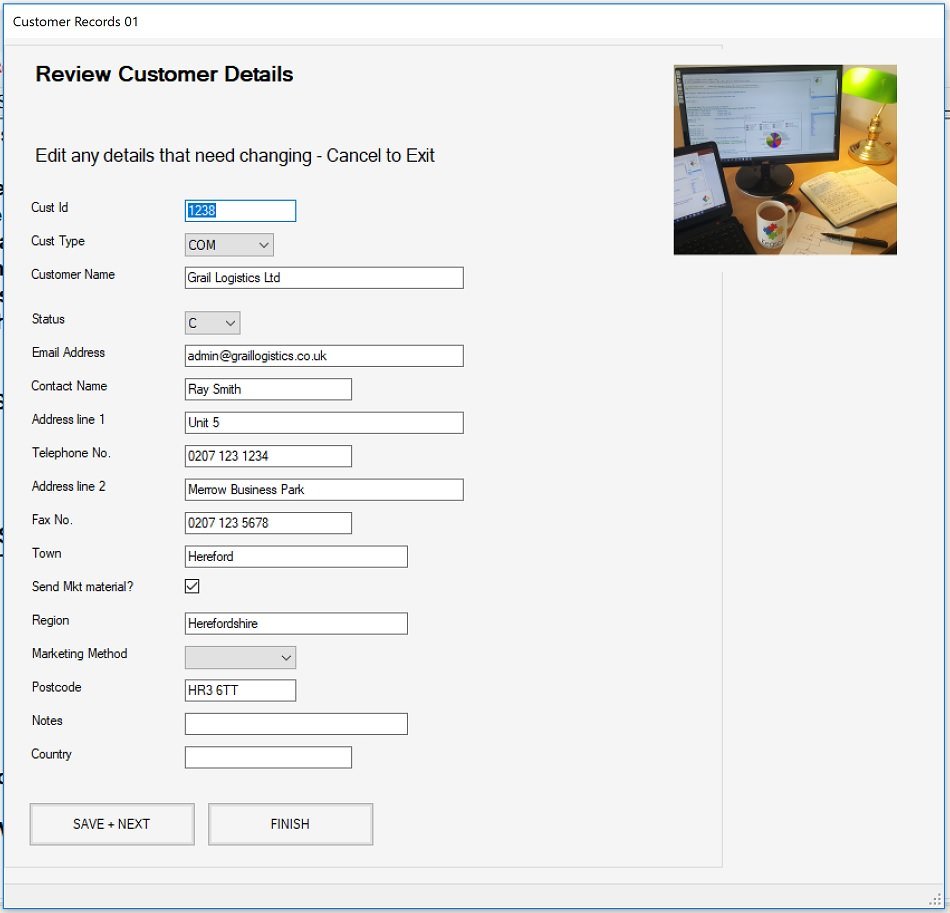 Customer details form with no styling